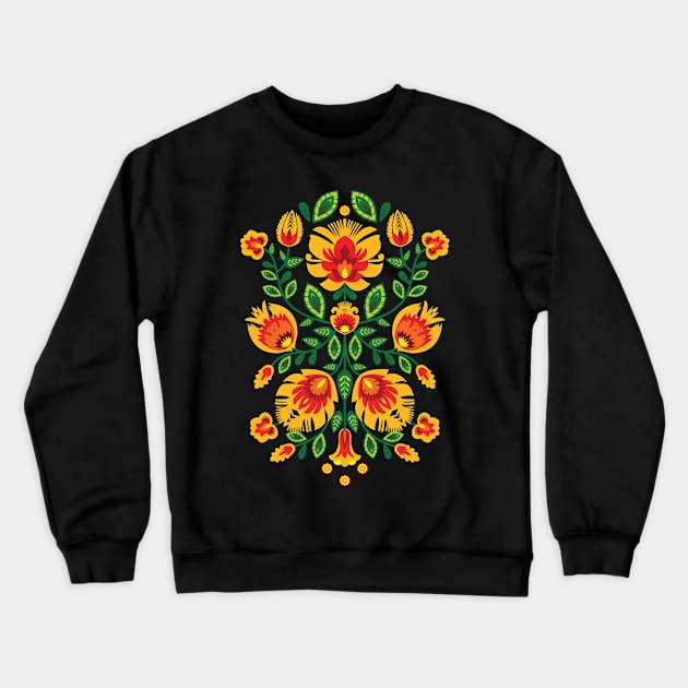 Yellow and red Wycinanki folklore Crewneck Sweatshirt by FK-UK